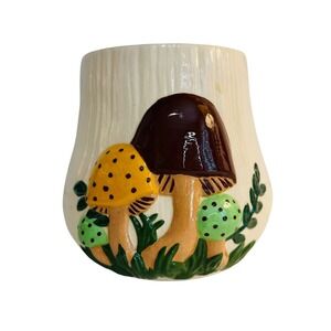 Arnels Merry Mushroom Ceramic Cookie Jar Cottagecore Decor Toadstool Cansiter‎